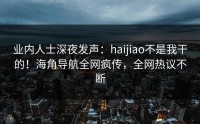 业内人士深夜发声：haijiao不是我干的！海角导航全网疯传，全网热议不断