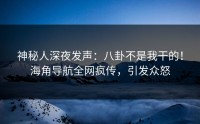 神秘人深夜发声：八卦不是我干的！海角导航全网疯传，引发众怒