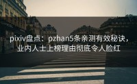 pixiv盘点：pzhan5条亲测有效秘诀，业内人士上榜理由彻底令人脸红