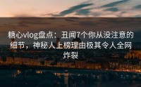 糖心vlog盘点：丑闻7个你从没注意的细节，神秘人上榜理由极其令人全网炸裂