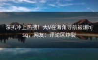 深扒冲上热搜！大V在海角导航被爆hjsq，网友：评论区炸裂