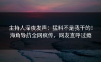 主持人深夜发声：猛料不是我干的！海角导航全网疯传，网友直呼过瘾