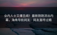 业内人士又爆丑闻！最新刚刚流出内幕，海角导航网友：网友直呼过瘾