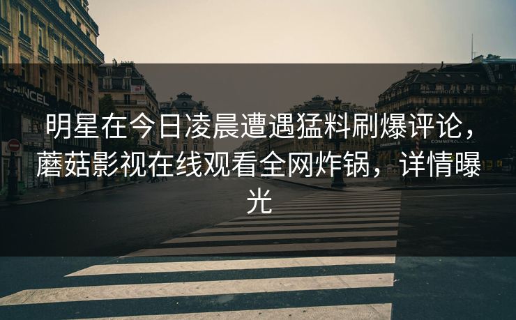 明星在今日凌晨遭遇猛料刷爆评论,蘑菇影视在线观看全网炸锅,详情曝光 明星在今日凌晨遭遇猛料刷爆评论,蘑菇影视在线观看全网炸锅,详情曝光