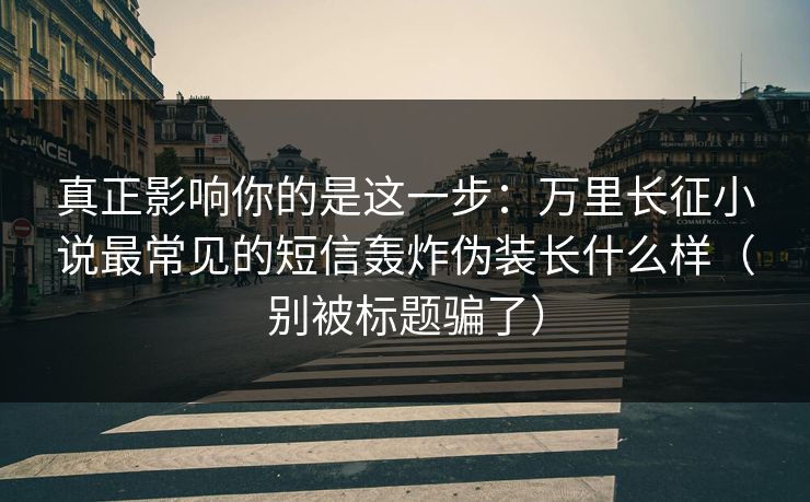 真正影响你的是这一步：万里长征小说最常见的短信轰炸伪装长什么样（别被标题骗了）