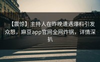 【震惊】主持人在昨晚遭遇爆料引发众怒，麻豆app官网全网炸锅，详情深扒