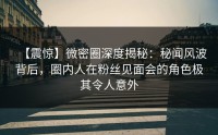 【震惊】微密圈深度揭秘：秘闻风波背后，圈内人在粉丝见面会的角色极其令人意外