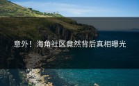 意外！海角社区竟然背后真相曝光