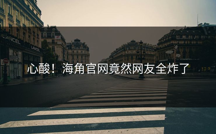 心酸！海角官网竟然网友全炸了