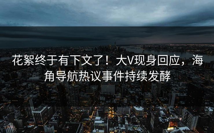 花絮终于有下文了！大V现身回应，海角导航热议事件持续发酵
